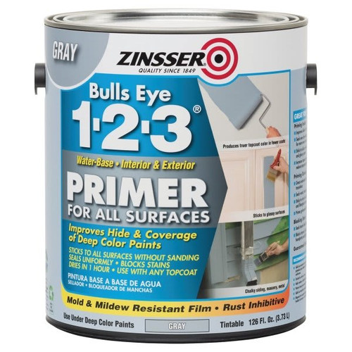 Zinsser 1 Gal Bulls Eye 1-2-3 Water-Based Primer Sealer Flat Gray (2-Pack)