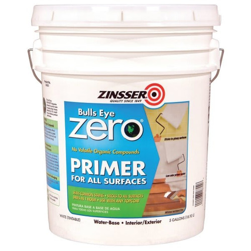 Zinsser 5 Gal Bulls Eye Zero Voc Water-Based Primer Sealer Flat White 1pk