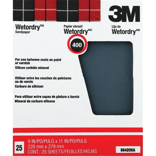 3m 99420na 9" X 11" 400a Wetordry Sandpaper, Package Of 25