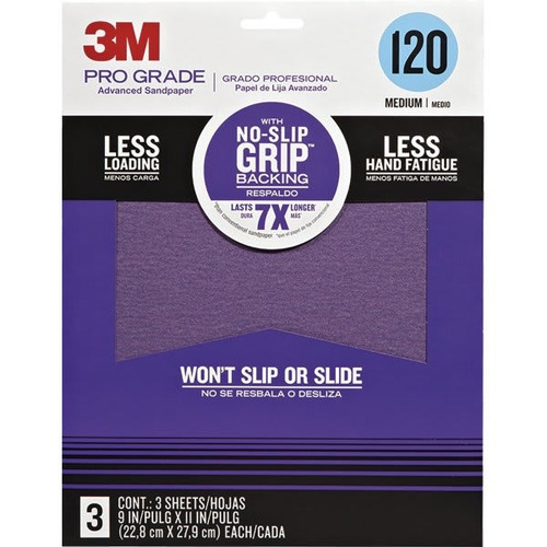 3m 9" X 11" Pro Grade Precision Faster Sanding Sheets, 120 Grit, Package Of 60