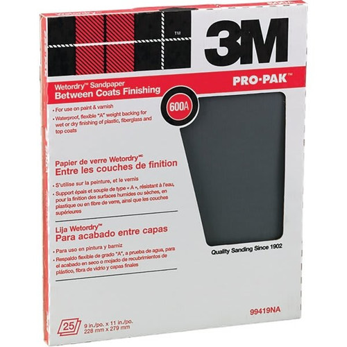 3m 99419na 9" X 11" 600a Wetordry Sandpaper, Package Of 25