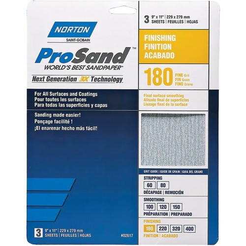 Norton 9 X 11 In. 180 Grit Sand Paper (75-Pack)