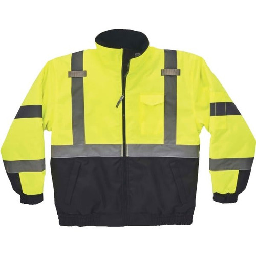 Ergodyne Type R Class 3 Quilted Bomber Jacket, Lime, Style 8377, S