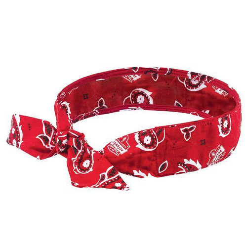 Ergodyne 6700 Red Western Cooling Bandana Headband Polymer Tie Case Of 24 12305
