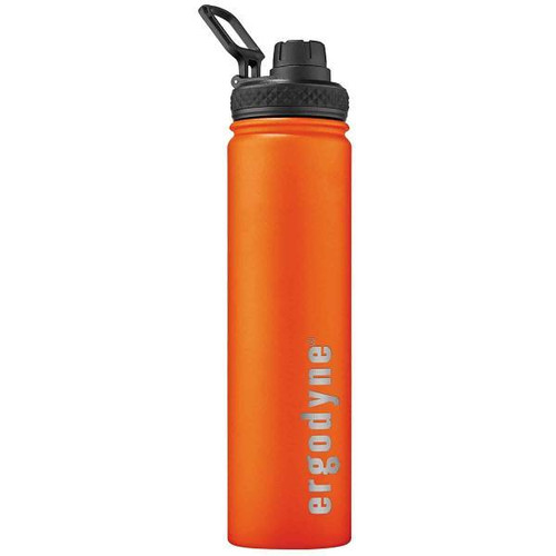 Ergodyne 5152 750 mL Orange Insulated Stainless Steel Water Bottle - 25oz 13166