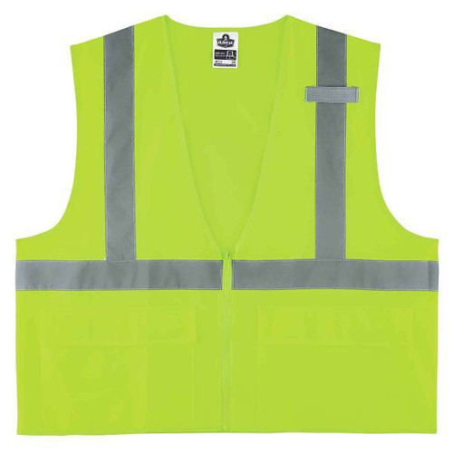 Ergodyne 8225z 4xl/5xl Lime Class 2 Standard Solid Vest - Zipper 21169