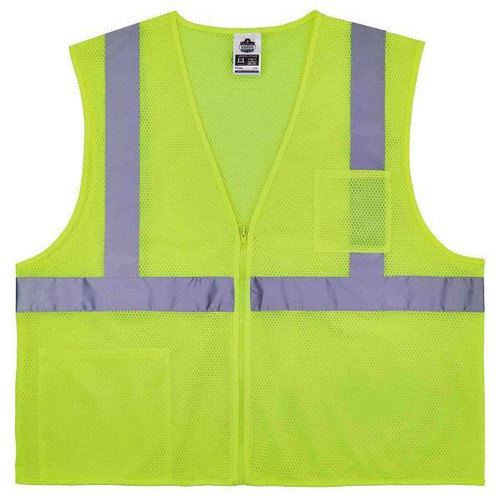 Ergodyne 8256z L/XL Lime Class 2 Self-Extinguishing Vest - Zipper 21575