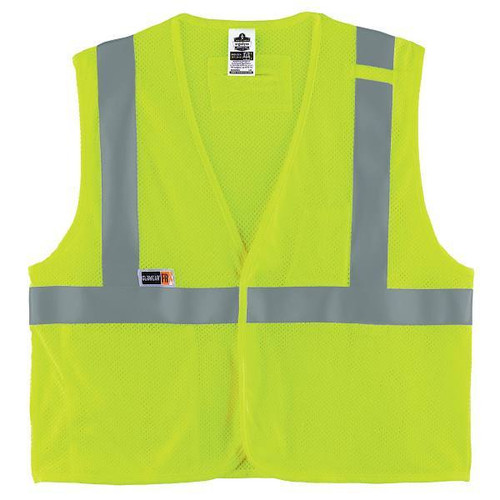 Ergodyne 8263frhl 2xl/3xl Lime Class 2 Fr Safety Vest - Hl - Economy 21867