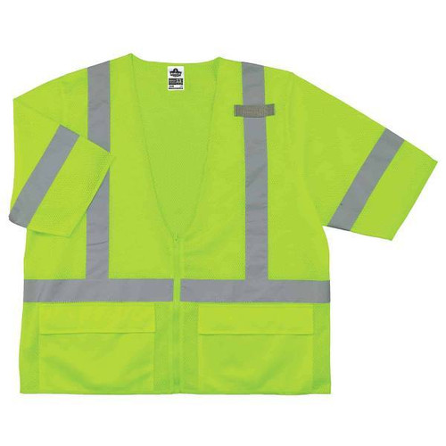 Ergodyne 8320z L/XL Lime Class 3 Standard Vest - Zipper 22125