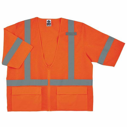 Ergodyne 8320z L/XL Orange Class 3 Standard Vest - Zipper 22115
