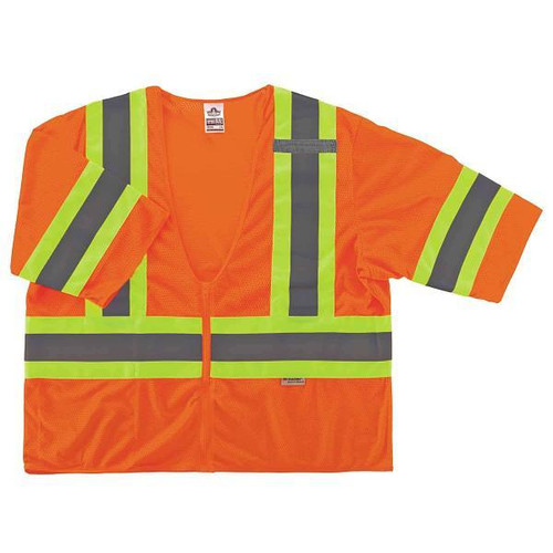 Ergodyne 8330z 4xl/5xl Orange Class 3 Two-Tone Vest - Zipper 22179