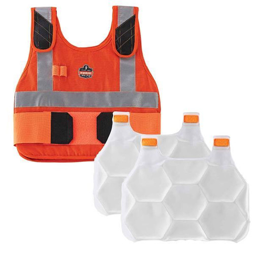 Ergodyne 6215 S/M Orange Premium Fr Phase Change Cooling Vest - Packs 12220