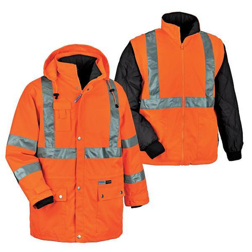 Ergodyne 8385 4xl Orange 4-In-1 Hi-Vis Winter Jacket Parka 24378