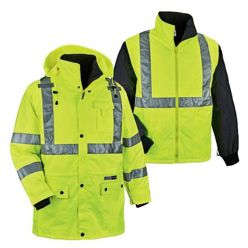 Ergodyne 8385 XL Lime 4-In-1 Hi-Vis Winter Jacket Parka 24385