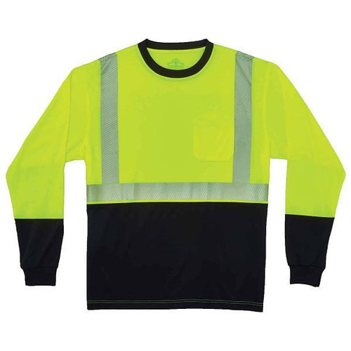 Ergodyne 8281bk 2XL Lime Class 2 Long Sleeve Shirt Black Bottom 22636