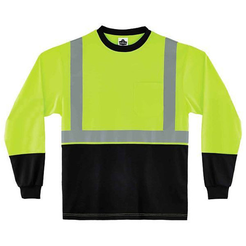 Ergodyne 8291bk 4xl Lime Class 2 Hi-Vis Long Sleeve Shirt Black Bottom 22708
