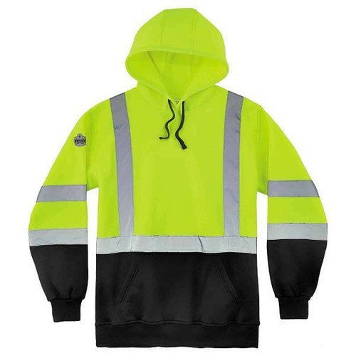 Ergodyne 8373 4xl Lime Class 3 Hooded Sweatshirt Black Bottom 21888