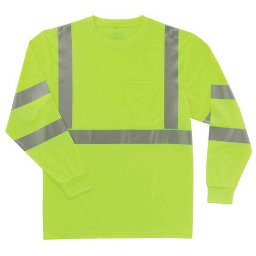 Ergodyne 8391 5xl Lime Class 3 Hi-Vis Long Sleeve Shirt 21709