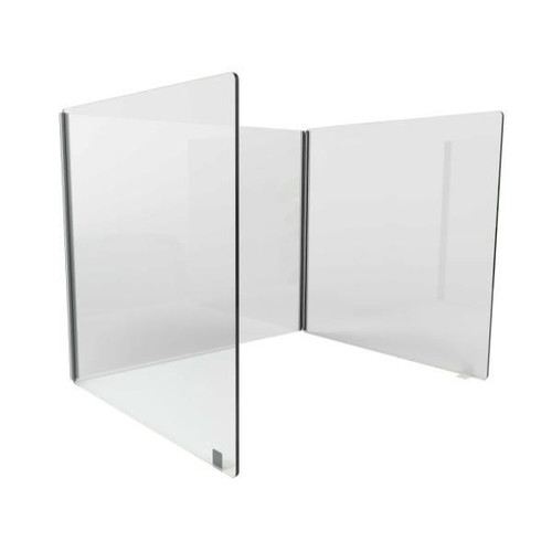 Ghent Desktop Personal Protection Screen, Clear Thermoplastic, 3-Sided, 24d