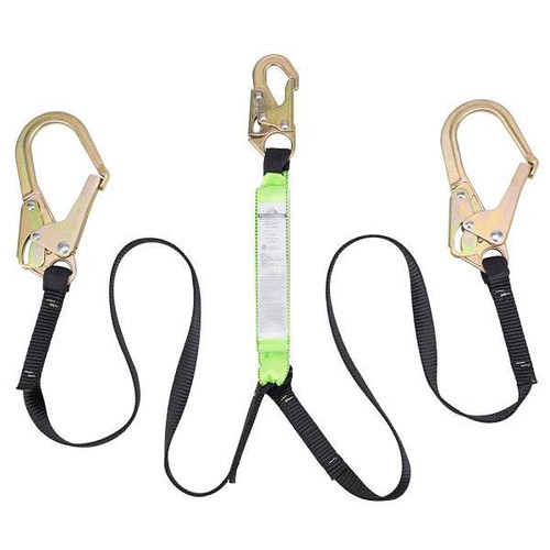Peakworks 6 Ft Double Leg Shock Absorbing Fall Protection Lanyard-Tear Pack