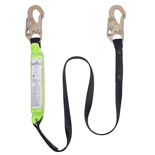 Peakworks 6 Ft Single Leg Shock Absorbing Fall Protection Lanyard-Tear Pack