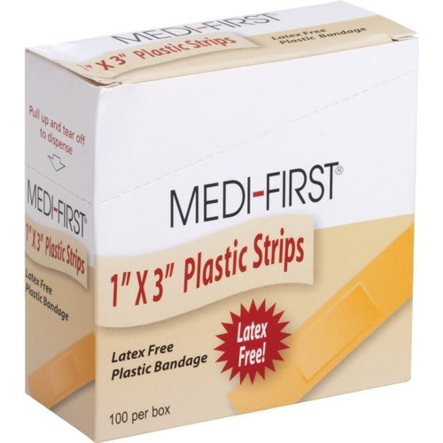 Medi-First 1 X 3" Plastic Strip Bandage Package Of 100