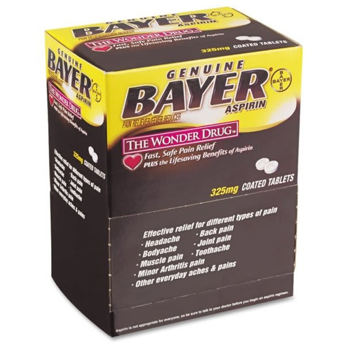 Bayer Aspirin Tablets, Two-Pack, 50 Packs/Box