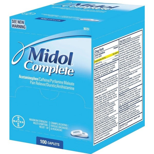 Midol Complete Menstrual Caplets, Two-Pack, 50 Packs/Box