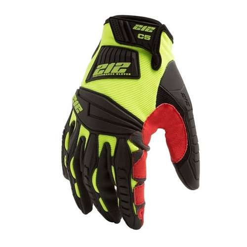 212 Performance Hi-Viz Impact Cut Resistant 5 Work Gloves, Large, Red/Yellow