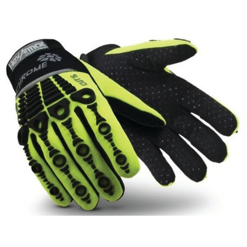 Hexarmor Glove Puncture Cut Level 5 9 Large Hi-Vis Superfabric Mud Grip Chrome
