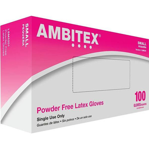 Ambitex Small Latex Disposable Powder-Free Usda-Approved Gloves Package Of 100