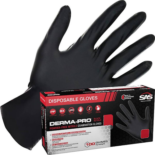 SAS Safety Derma-Pro Medium Nitrile Exam Grade Disposable Gloves Case Of 10