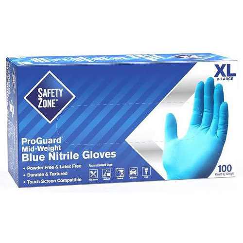 The Safety Zone X-Large Blue Powder-Free Nitrile Disposable Gloves (100-Pack)