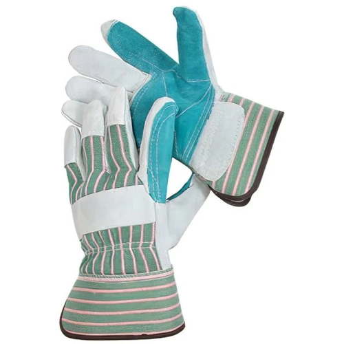 Radnor Med Shoulder Split Leather Palm Glove, Safety Cuff/Leather Palm, 4 Pair