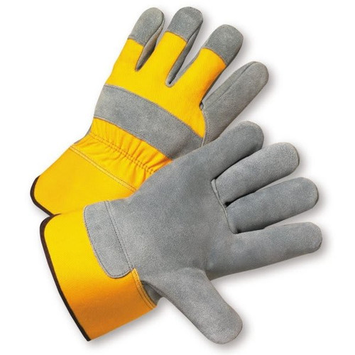 Radnor Xl Shoulder Split Leather Palm Glove With Yellow Canvas Back, 2 Pair