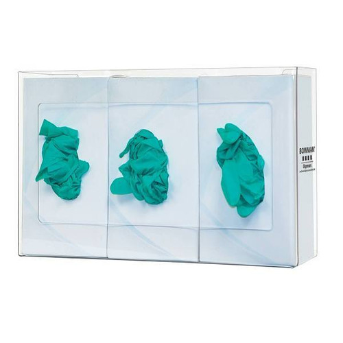 Bowman Dispensers Glove Box Triple Holds 3 Boxes Of Gloves Clear Petg Plastic