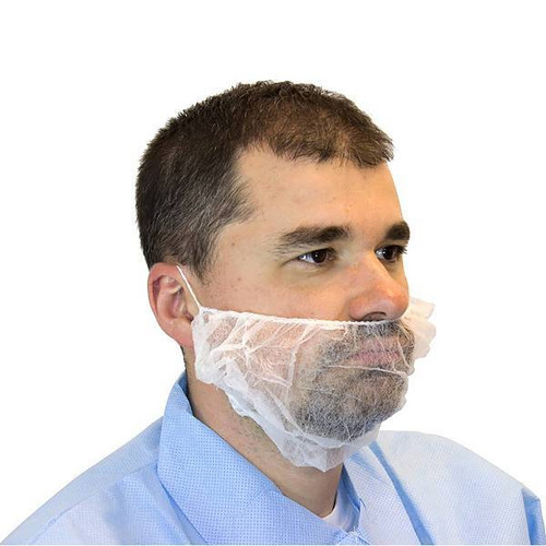 The Safety Zone Polypropylene Beard Cover, 19", White, Package Of 100