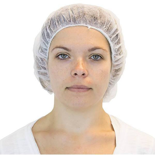 The Safety Zone Polypropylene Bouffant Cap, 21", White, Case Of 1000