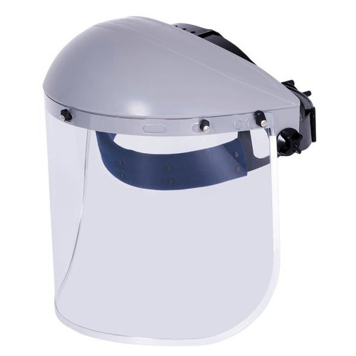 Sellstrom Single Crown Safety Face Shield With Ratchet Headgear, Gray Crown