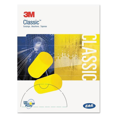 E-A-R Classic Small Earplugs In Pillow Paks, Cordless, PVC Foam, Yellow, 200 Pairs/Box