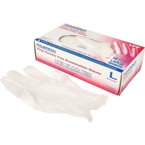 Adenna 3.5 Mil Large Vinyl Powder Free Exam Gloves (100-Box)