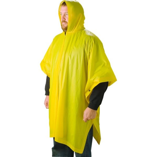Clc Rain Poncho With Hood, 100% Waterproof, One Size Fits Most, Yellow