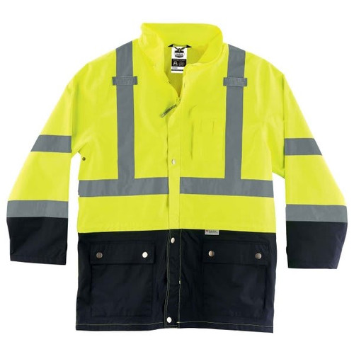 Ergodyne 8365bk 4xl Lime Type R Class 3 Black Front Rain Jacket
