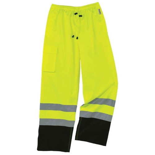 Ergodyne 8915bk Xl Lime Supplemental Class E Black Bottom Rain Pants