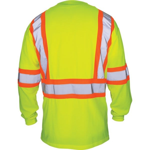 Sas Safety Corp. Ansi Class 2 Long Sleeve T-Shirt, Yellow, X-Large