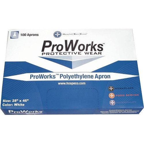 Proworks 28" X 46" 2.0 Mil Polyethylene Apron "White Case Of 500