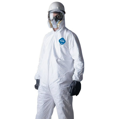 Dupont Tyvek Disposable Coveralls, 5x-Large, 5.4 Mil, Hood, White