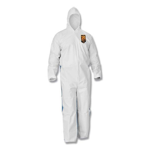 Kleenguard A35 Coveralls, Hooded, Large, White, Carton Of 25