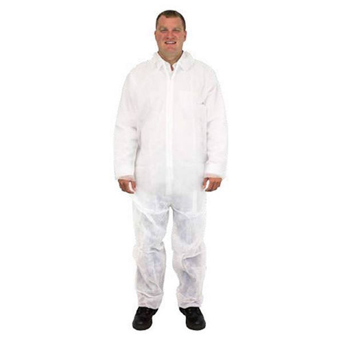 The Safety Zone Polylite Coverall, Zipper In Front, White, 2xl