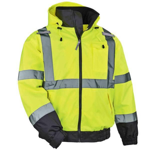 Ergodyne Glowear 8379 Type R Class 3 Fleece Lined Bomber Jacket, Lime, Xl